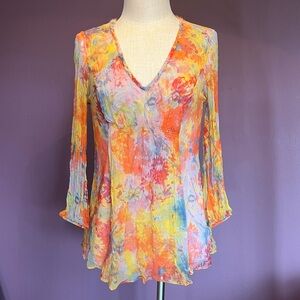 Sundance Silk V-Neck Boho Blouse / Tunic / Top